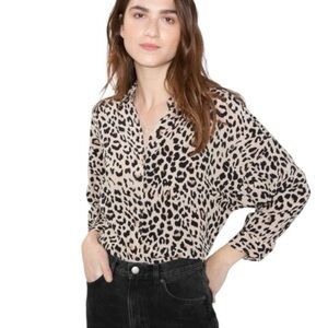 & Other Stories Leopard Print Oversized Button Down Shirt | Size 4 | NWT